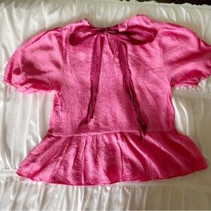 Pink Women’s Top with Bow Detail